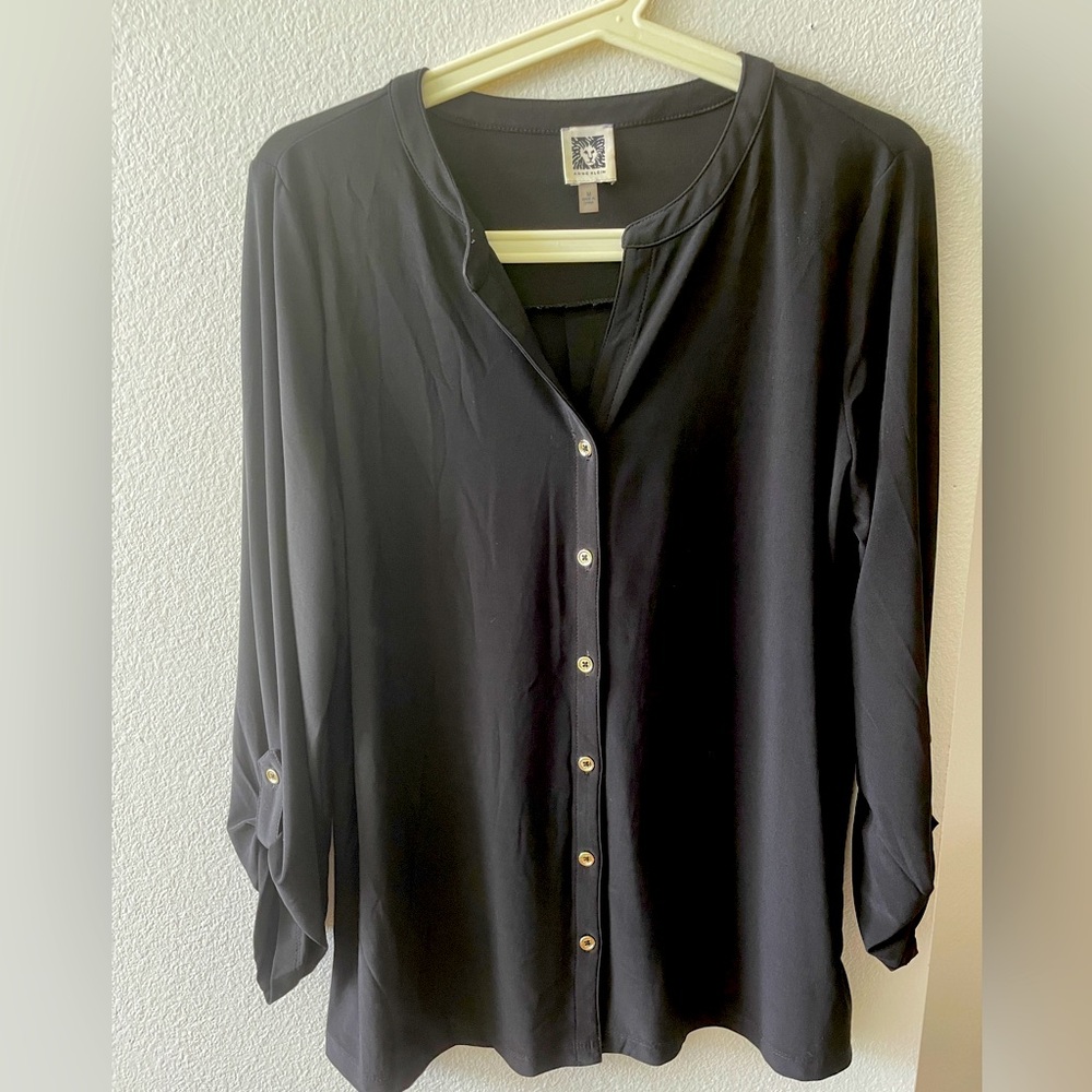 black long sleeve button up top